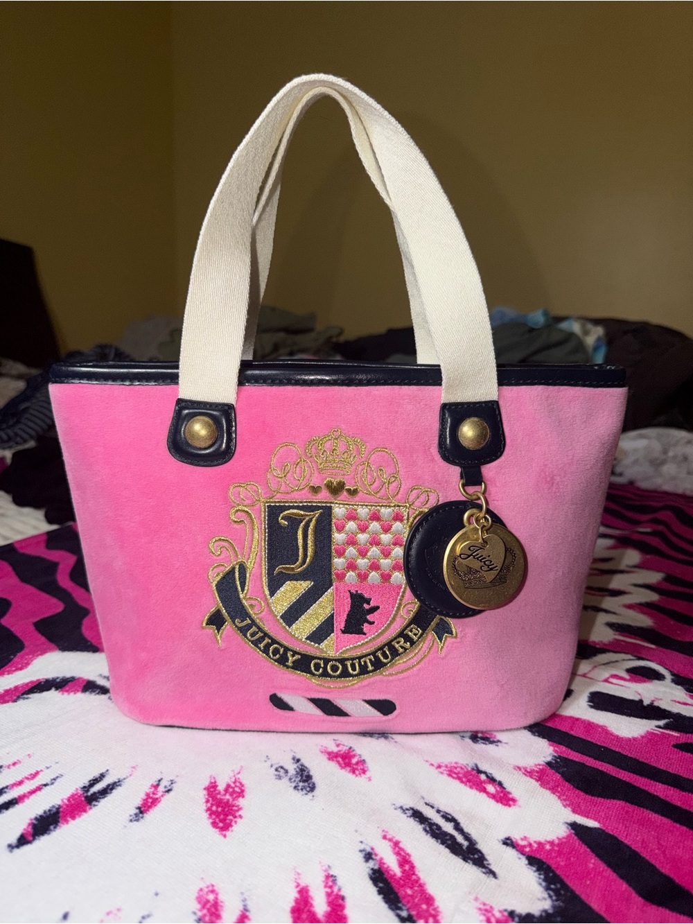 Y2K Vintage 2010 Juicy Couture Bubblegum Pink Velour Mini Tote Bag